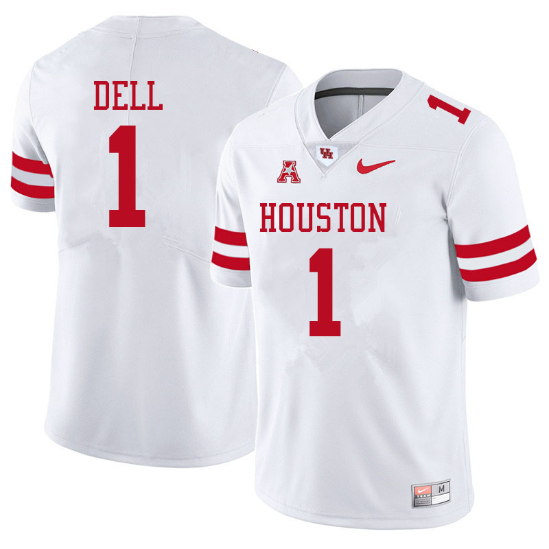 Men #1 Nathaniel Dell Houston Cougars College Football Jerseys Sale-White - Click Image to Close